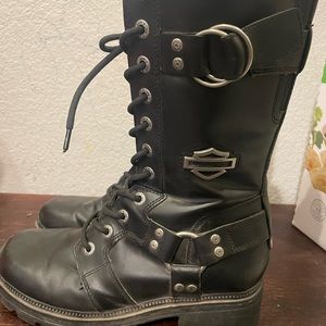 Harley davidson women boots pre owned black leather
